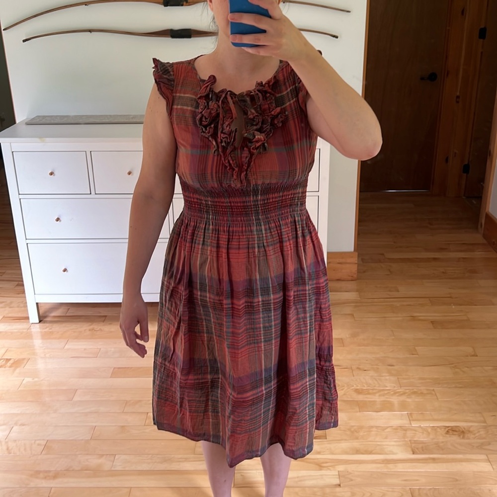 Ralph Lauren Plaid Midi Dress - Red and Green